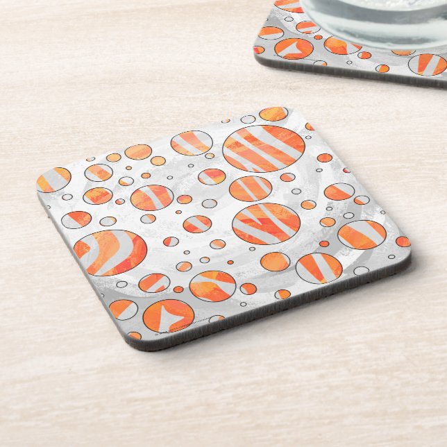 Zebra Orange and White Polka Dot Coaster (Left Side)