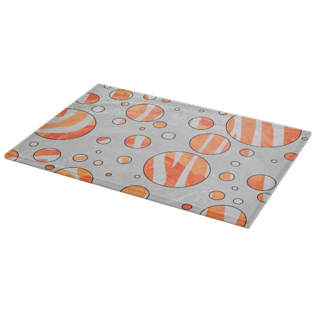 Zebra Orange and White Polka Dot Cutting Board (Corner)