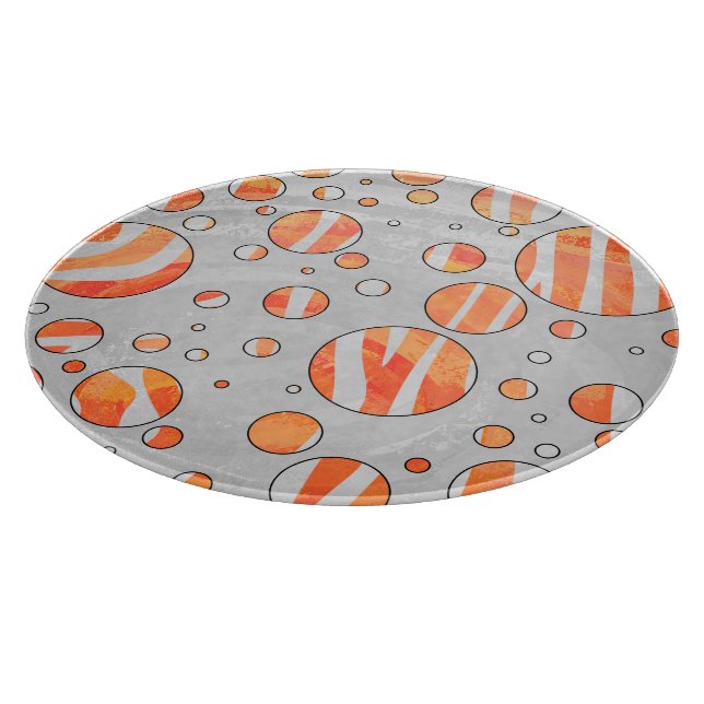 Zebra Orange and White Polka Dot Cutting Board (Corner)