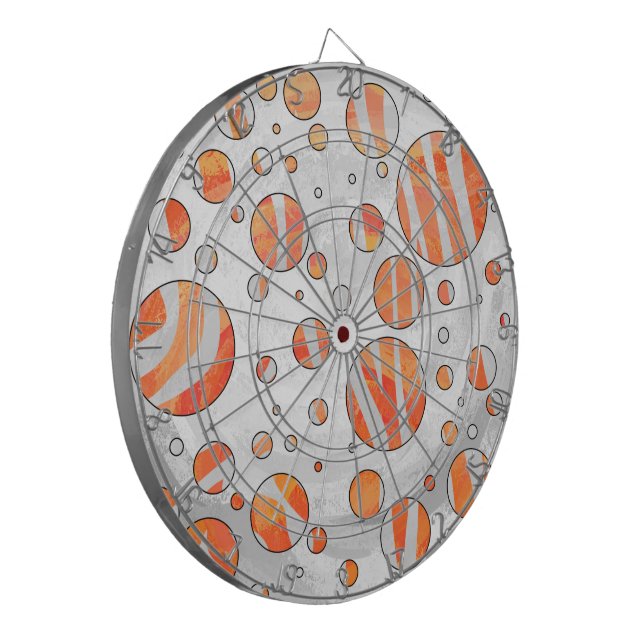 Zebra Orange and White Polka Dot Dartboard (Front Left)
