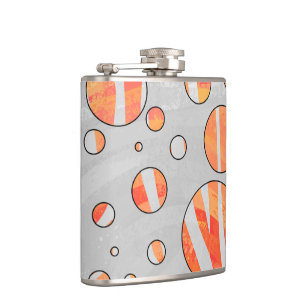 Zebra Orange and White Polka Dot Hip Flask