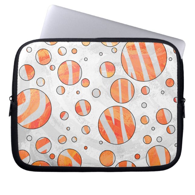 Zebra Orange and White Polka Dot Laptop Sleeve (Front)