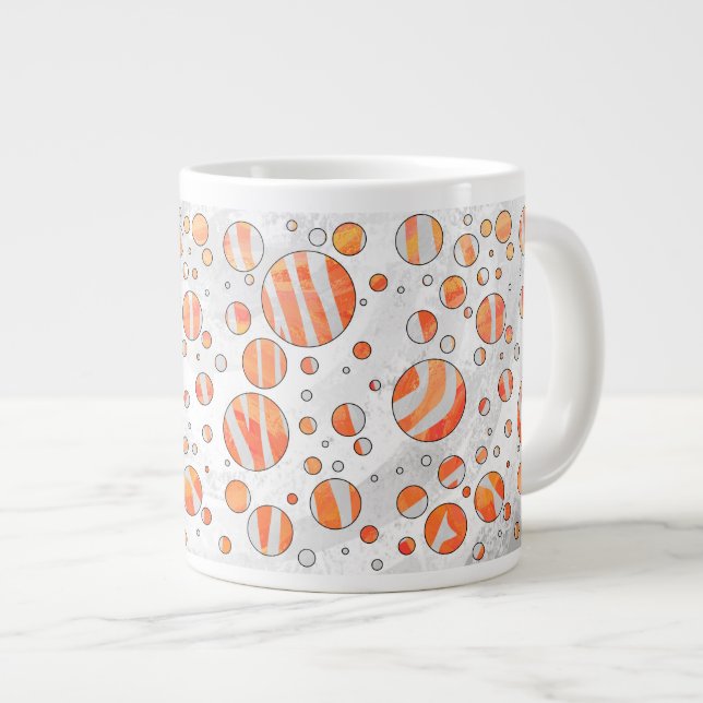 Zebra Orange and White Polka Dot Large Coffee Mug (Front Right)