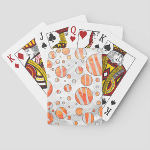 Zebra Orange and White Polka Dot Playing Cards
