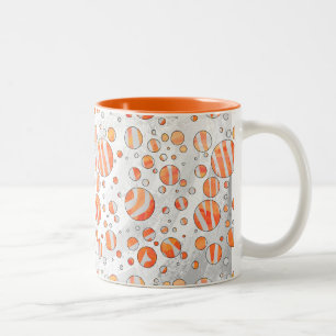 Zebra Orange and White Polka Dot Two-Tone Coffee Mug