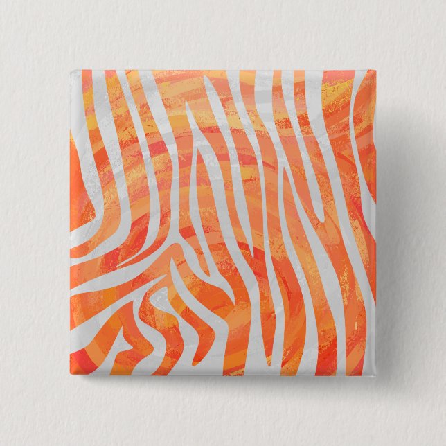 Zebra Orange and White Print 15 Cm Square Badge (Front)