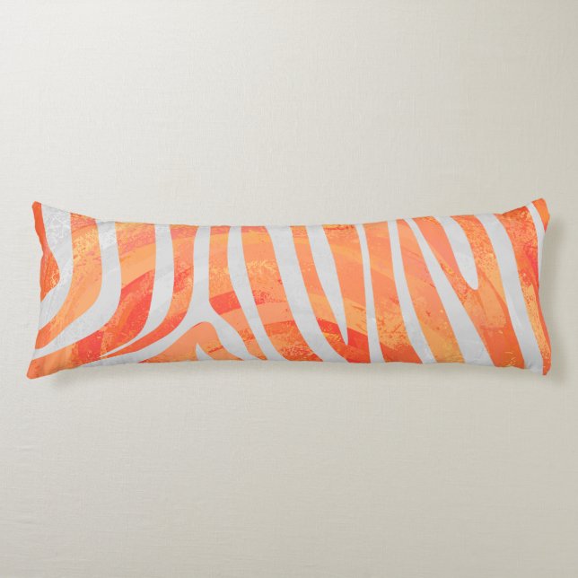 Zebra Orange and White Print Body Cushion (Front)
