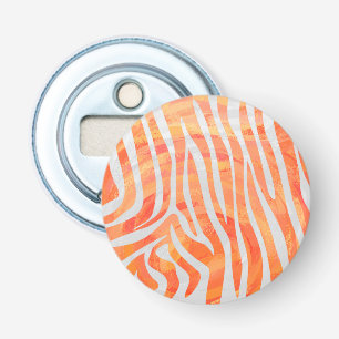 Zebra Orange and White Print Bottle Opener