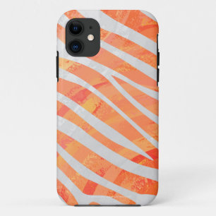 Zebra Orange and White Print iPhone 11 Case