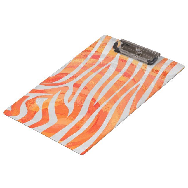 Zebra Orange and White Print Clipboard (Angled)