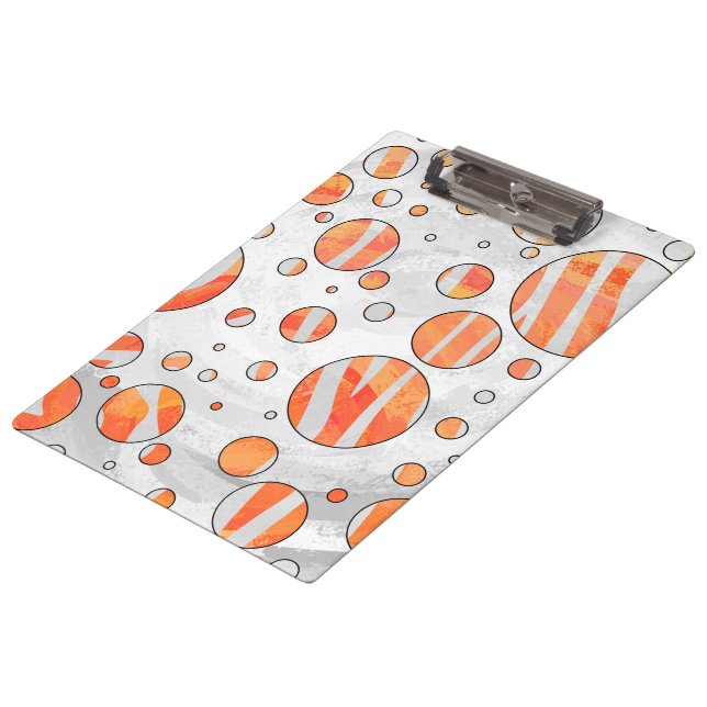 Zebra Orange and White Print Clipboard (Angled)
