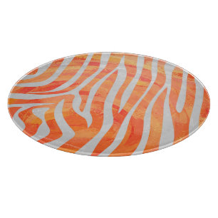 Zebra Orange and White Print Cutting Board