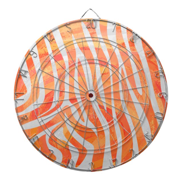 Zebra Orange and White Print Dartboard (Front)
