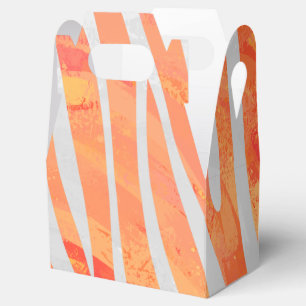 Zebra Orange and White Print Favour Box