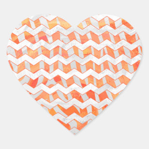 Zebra Orange and White Print Heart Sticker