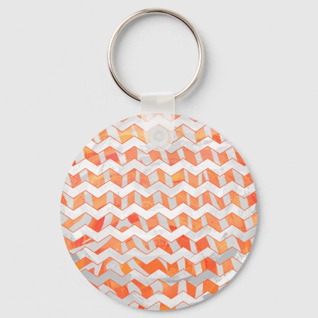 Zebra Orange and White Print Key Ring (Front)