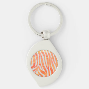 Zebra Orange and White Print Key Ring