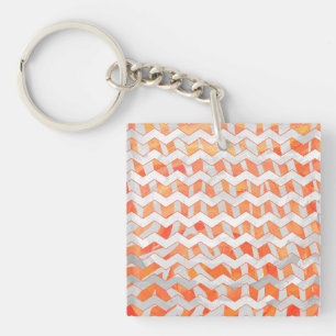 Zebra Orange and White Print Key Ring
