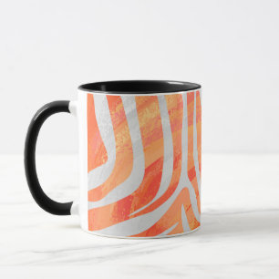 Zebra Orange and White Print Mug