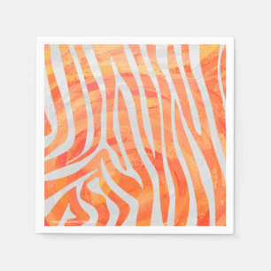 Zebra Orange and White Print Napkin