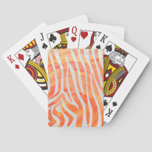 Zebra Orange and White Print Playing Cards