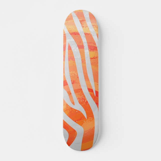 Zebra Orange and White Print Skateboard (Front)