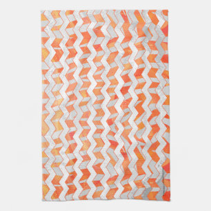 Zebra Orange and White Print Tea Towel