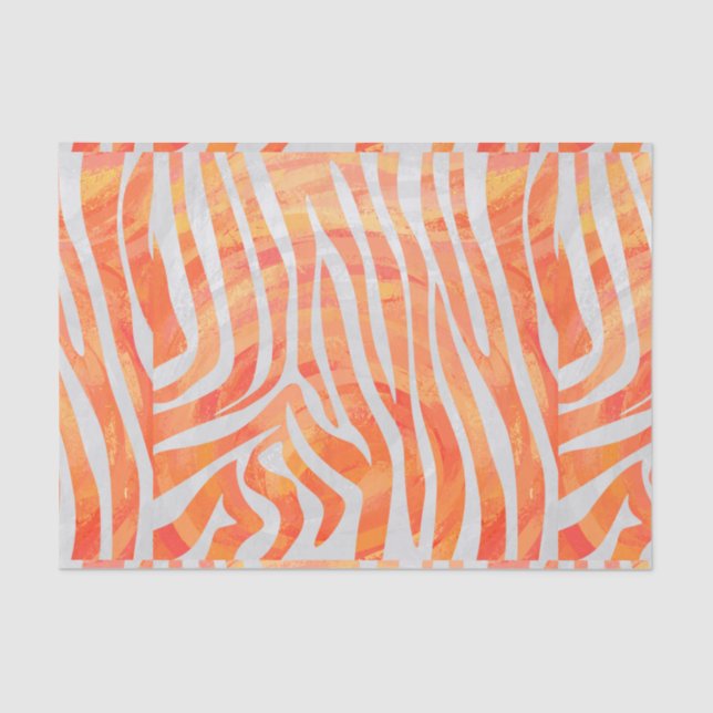 Zebra Orange and White Print Tissue Paper (Front)