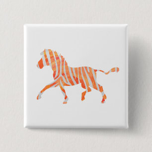 Zebra Orange and White Silhouette 15 Cm Square Badge