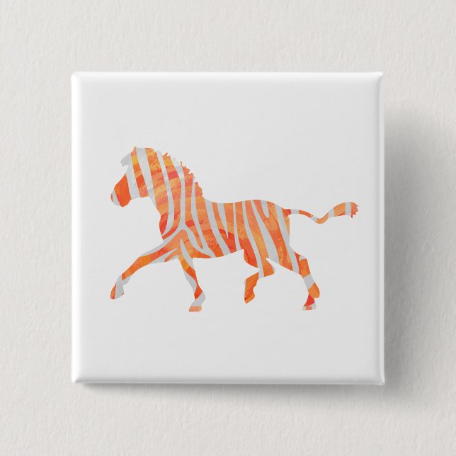 Zebra Orange and White Silhouette 15 Cm Square Badge (Front)