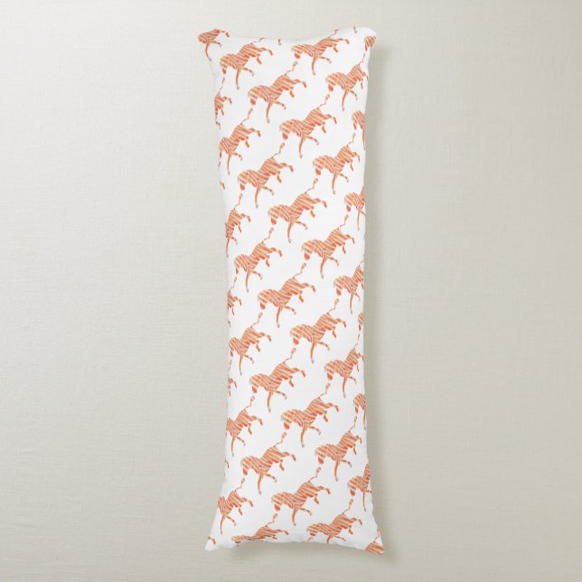 Zebra Orange and White Silhouette Body Cushion (Front Vertical)