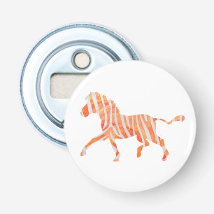 Zebra Orange and White Silhouette Bottle Opener