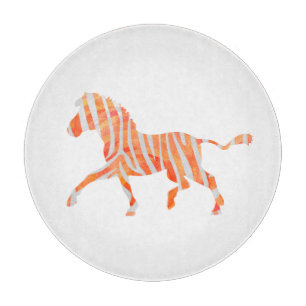 Zebra Orange and White Silhouette Cutting Board