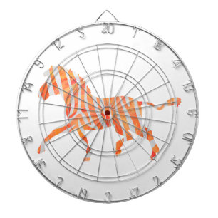 Zebra Orange and White Silhouette Dartboard