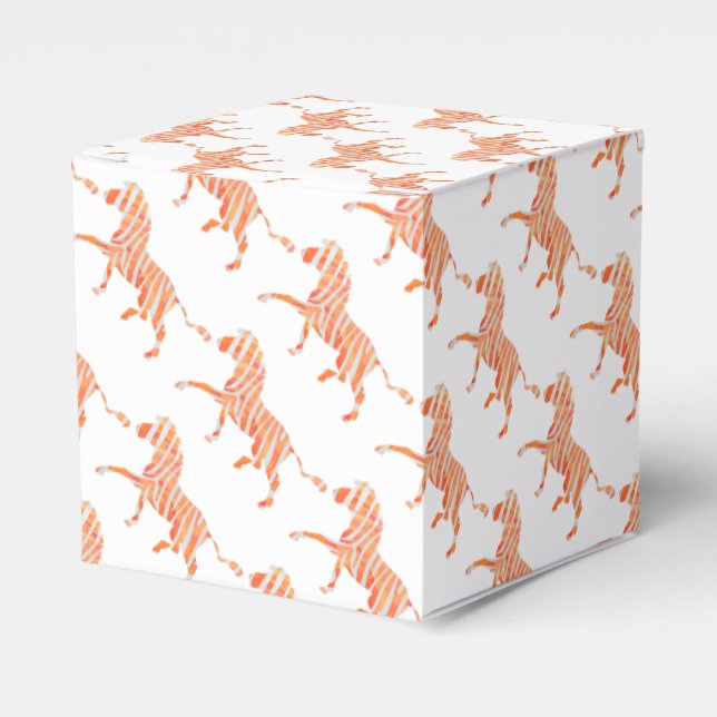 Zebra Orange and White Silhouette Favour Box (Front Side)