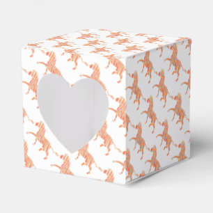 Zebra Orange and White Silhouette Favour Box