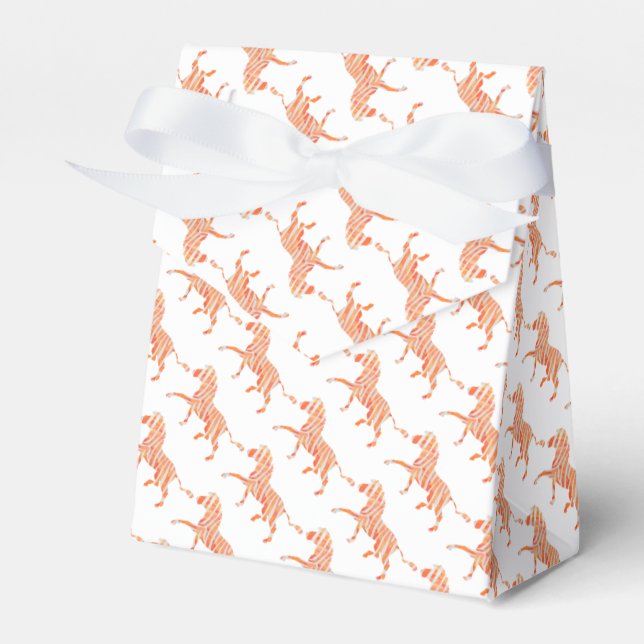 Zebra Orange and White Silhouette Favour Box (Front Side)