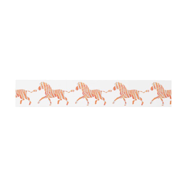 Zebra Orange and White Silhouette Invitation Belly Band (Flat)