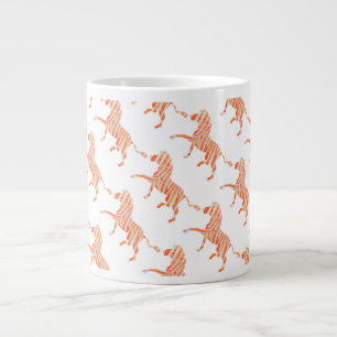 Zebra Orange and White Silhouette Large Coffee Mug