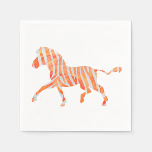 Zebra Orange and White Silhouette Napkin