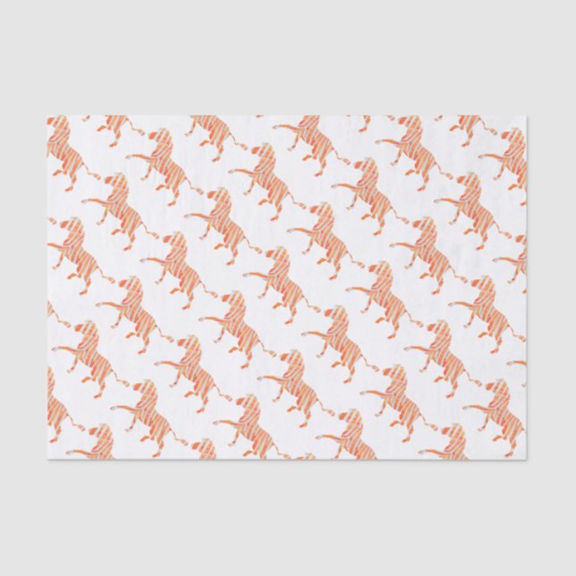 Zebra Orange and White Silhouette Tissue Paper (Front)