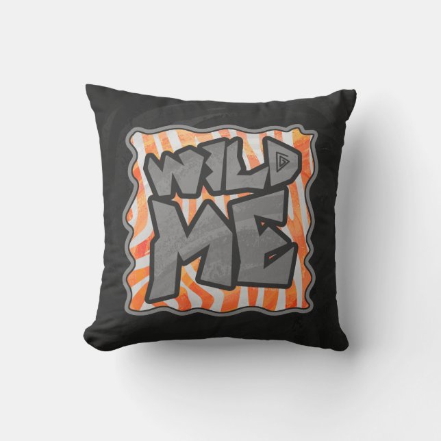 Zebra Orange and White Wild Me Cushion (Front)