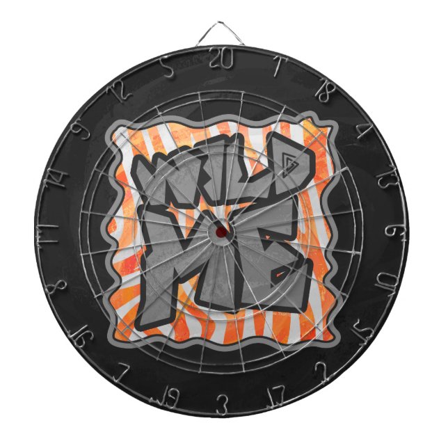Zebra Orange and White Wild Me Dartboard (Front)
