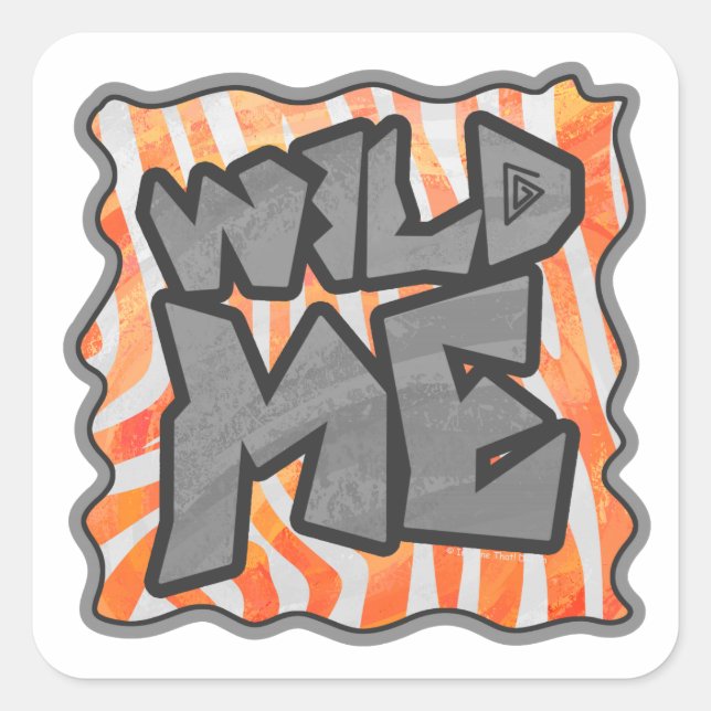 Zebra Orange and White Wild Me Square Sticker (Front)