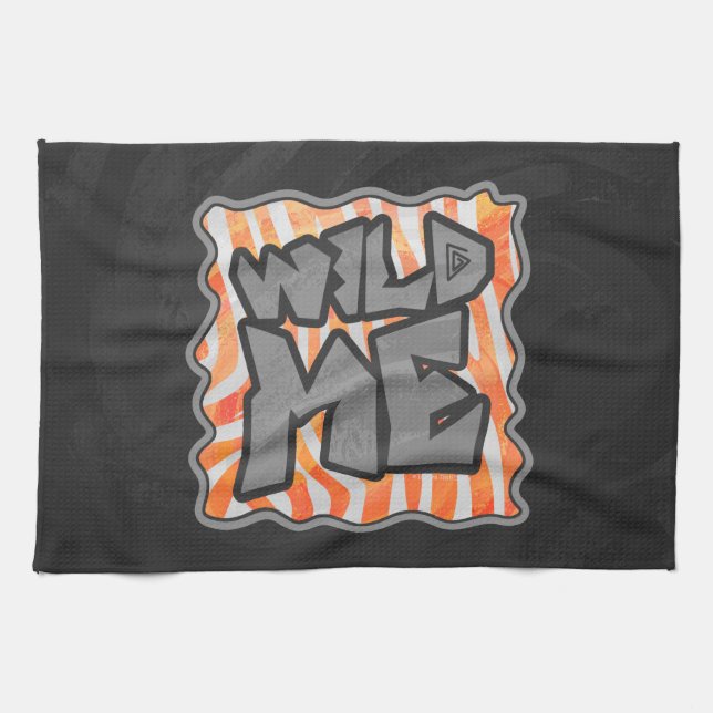 Zebra Orange and White Wild Me Tea Towel (Horizontal)