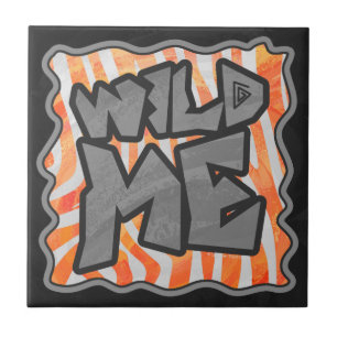 Zebra Orange and White Wild Me Tile