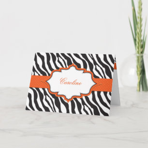 Zebra Orange Ribbon Thank You Card