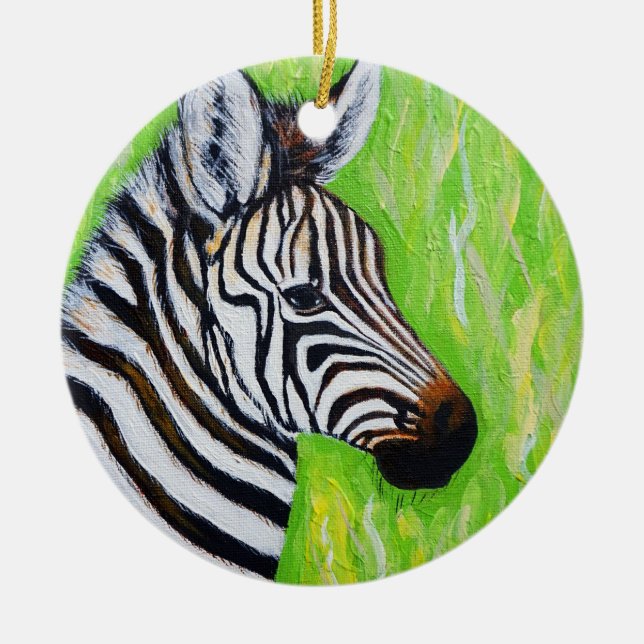 Zebra Painting Ceramic Ornament (Front)