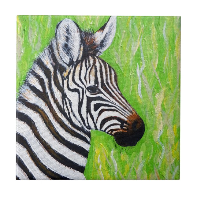Zebra Painting Ceramic Tile (Front)