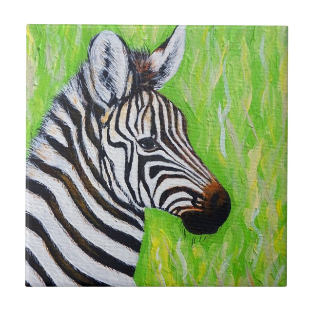 Zebra Painting Ceramic Tile (Front)